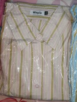 Product Review of Wispie Girl Boss Fitted Shirt | Kemeja kerja wanita fit garis stripe karet Lembut pink hijau biru from a**a 0