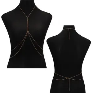 Sexy Summer Beach Chest Chain Bra Bikini Metal Body Chain Jewelry for Women Girls Harness Accessories Jewelry Gift for Female