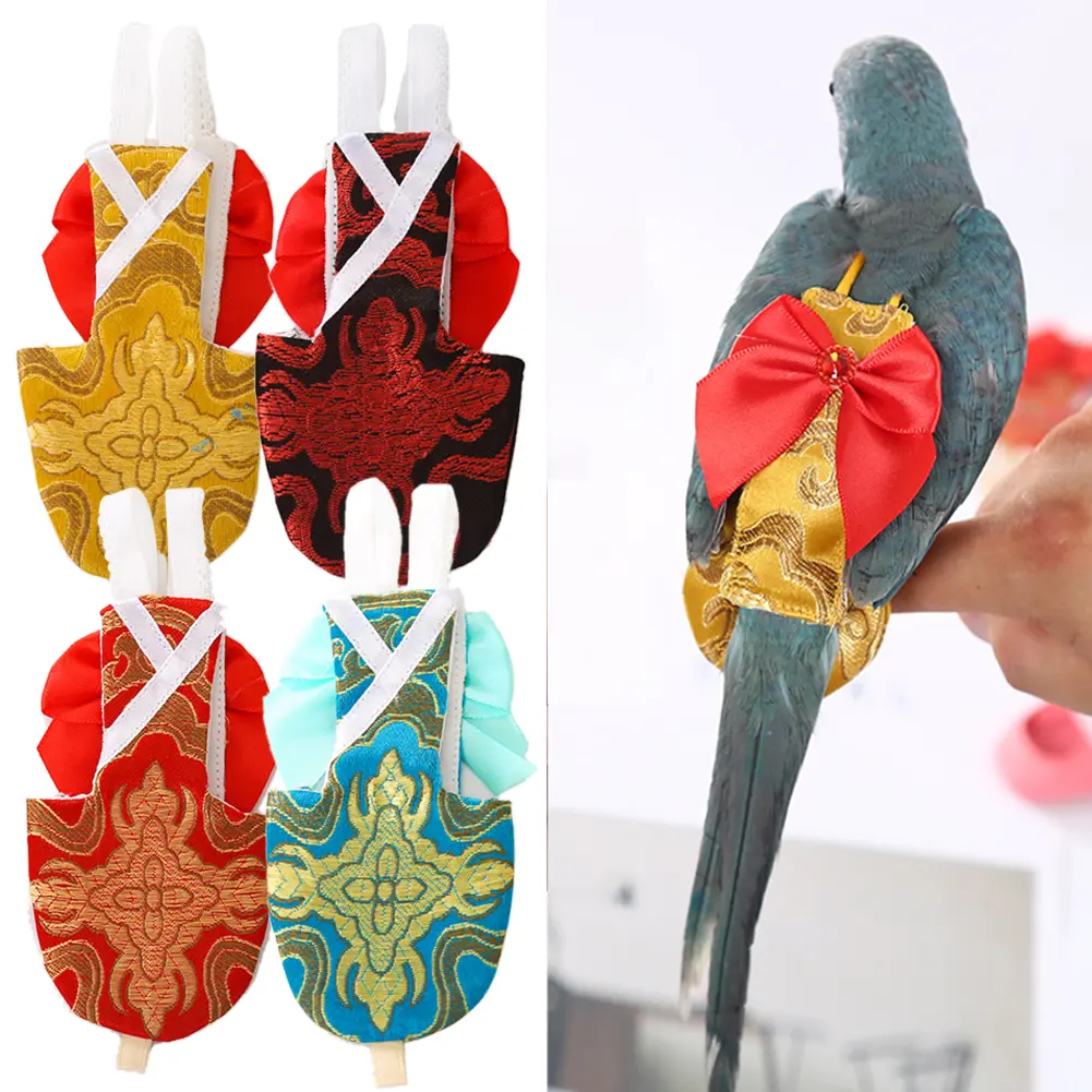CS Han-Chinese-clothing Style Birds Flight Suit with Bow Tie Parrot Diaper Flight Suit Diaper Clothes Parakeet Pigeon Medium Large Pet Bird Clothes#464683