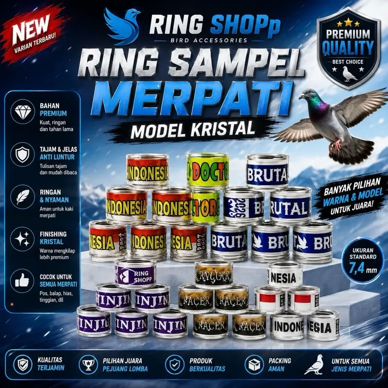 RING MERPATI KRISTAL TIDAK BISA REQUEST NAMA SUDAH ADA NAMANYA UKURAN 8mm