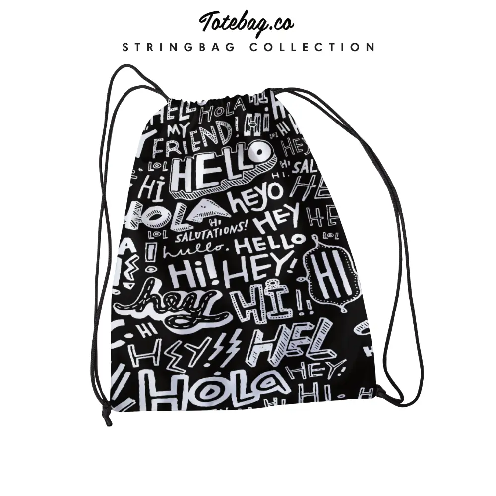 Tas Serut Sablon - Motif Art Aestetic - Parasut Nylon 38cm x 30cm - Unisex/Sekolah/ Travel -Termurah