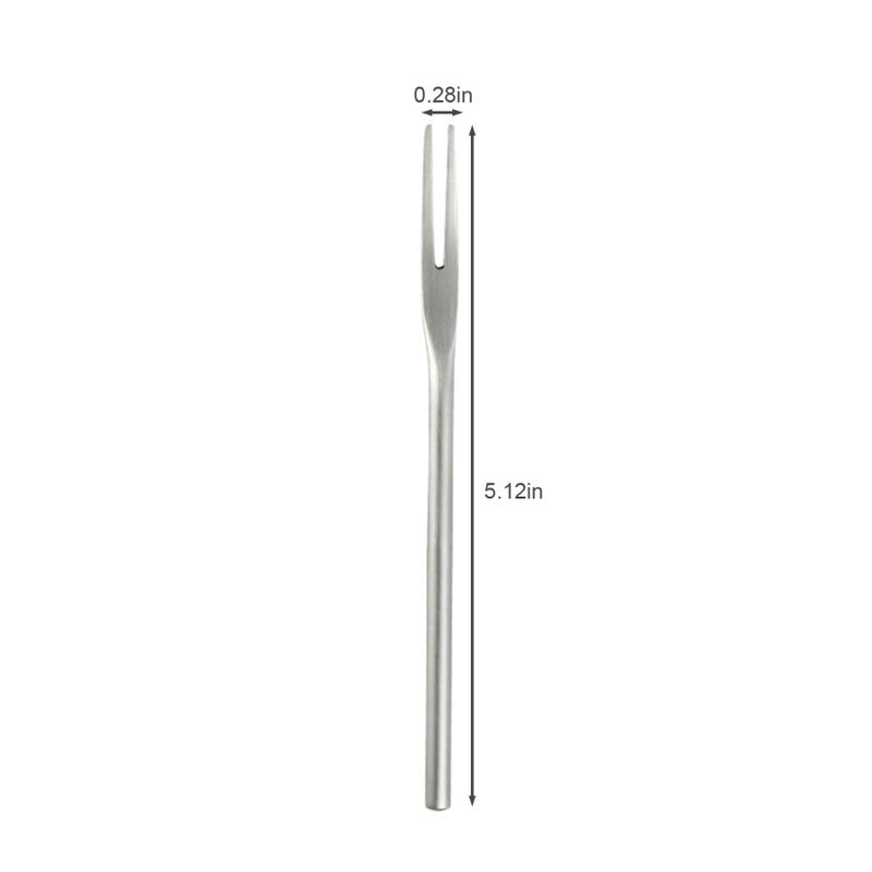 Product Introduction of 304 stainless steel sanding solid fruit fork long handle round handle moon cake dessert cake 2 tooth fruit stick 10