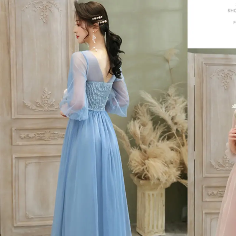 Gaun Pengiring Pengantin Mode Baru Perjamuan Gaun Malam Pengiring Pengantin Pernikahan MESH flower 6