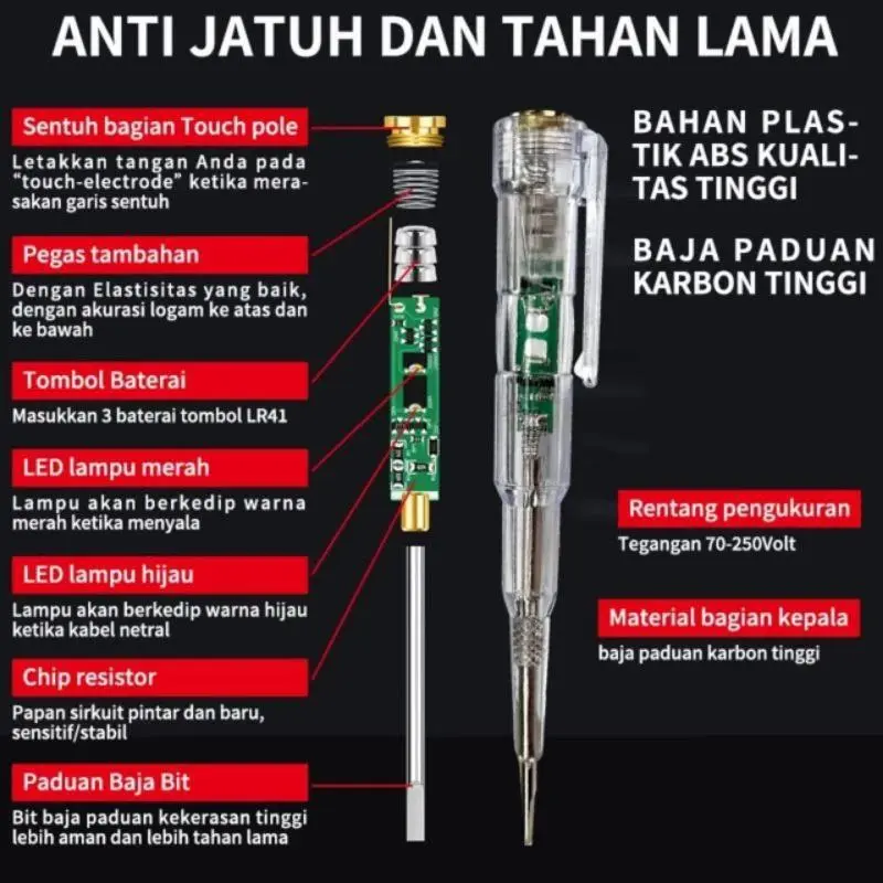 Obeng Tespen Minus Tes Listrik Tespen Lampu LED Tester Sensor 2