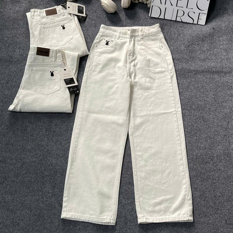 *BÁN CHẠY - (Trâm Anh Jean) Mã A2 Quần Jean Nữ Kaki - Dáng Trơn Thêu Thỏ Trước Sau - Dài 96CM - 103CM - 6 Gam Màu - Dễ Phối Đồ Phong Cách Đường Phố Cá Tính  – Form Suông, Vải Không Giãn, Dễ Mặc