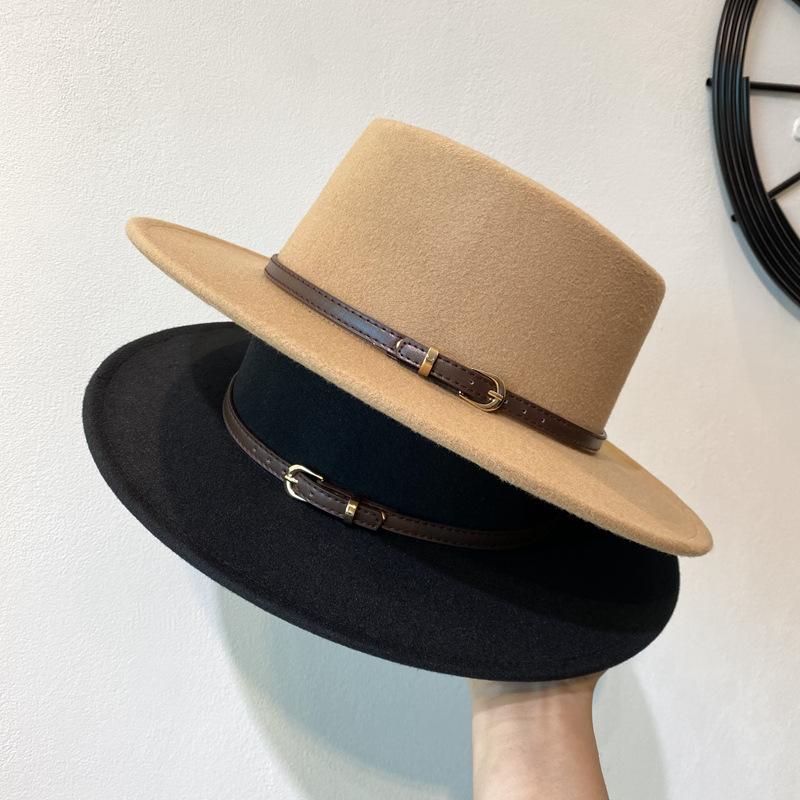 Mũ Fedoras, Trang Trí Khóa Thắt Lưng, Dành Cho Nữ, Mũ Nỉ Vành Có Nắp, Mũ Jazz Cổ Điển Thích Hợp Cho Mùa Đông Và Mùa Thu, Mũ Ấm 1