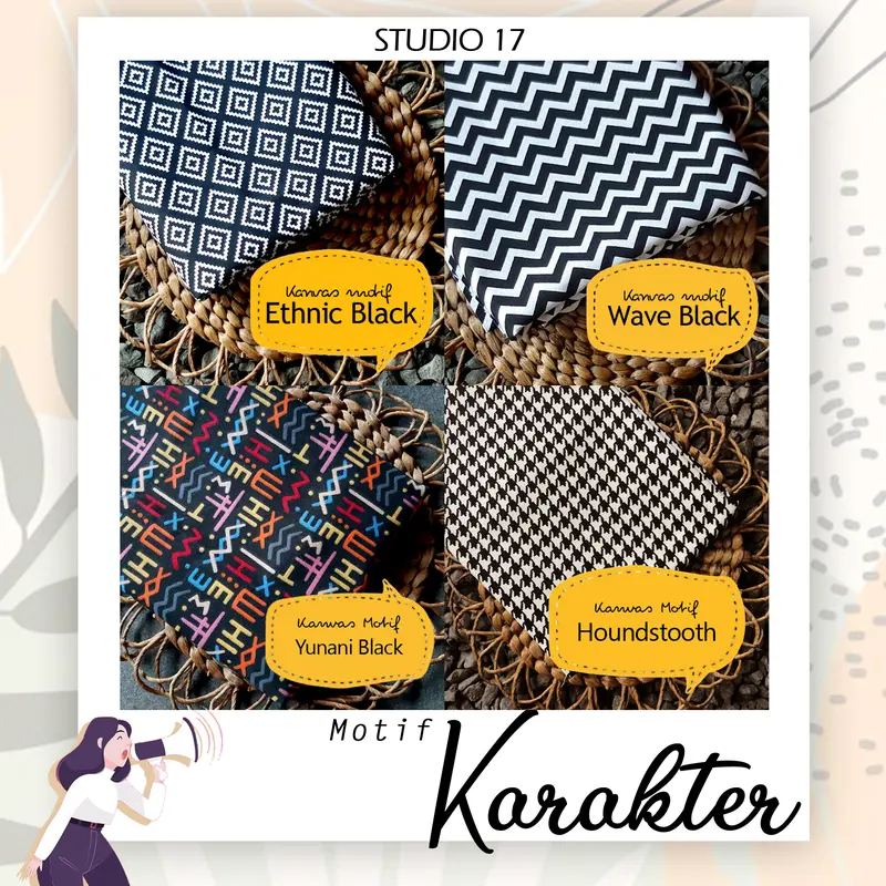 Kain Kanvas Motif Size 100cm x 50cm Bermotif Karakter 5