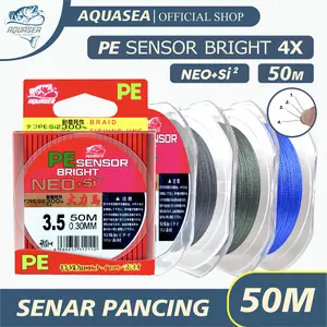 AQUASE Senar Pancing 50m PE Sensor Bright NEO Alat Ikan Joran Umpan Reel
