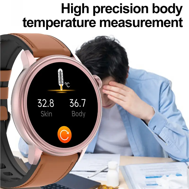 Jam tangan pintar Non-Invasive Blood Glucose Blood Lipid Uric Acid Smartwatch ECG Body Temperature Blood Pressure Monitoring Untuk Pria Wanita Bluetooth Call Tahan air Bracelet VS ET481 ET310 ET470 6