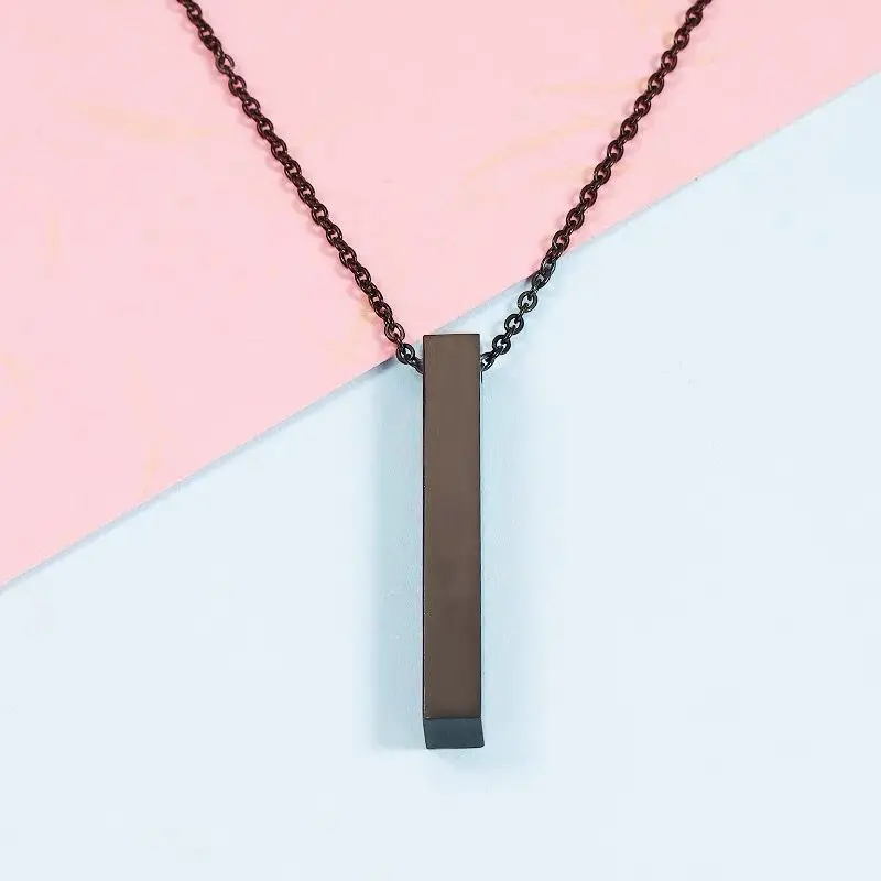 [Bayar di Tempat] Kalung Titanium Pria Model Balok Anti Karat Asli Gratis Ukir Nama 7