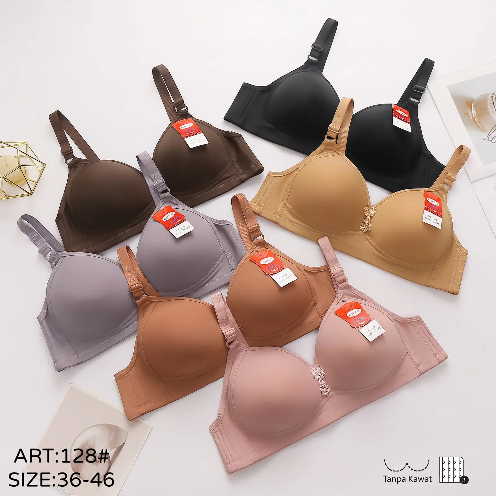 (2 PCS) Bra OREO Cup C  besar Full Seamles Bellewear Kait 3 128(oreo 2 pcs)