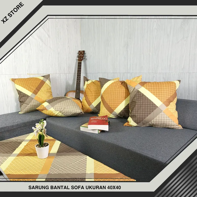 Paket Hemat  Sarung Bantal Sofa Ukuran 40 + Taplak Meja Kain Lembut Katun Resleting 0