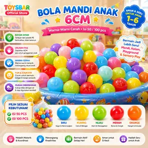 Molion Bola Mandi Anak SNI 6cm Warna-Warni Isi 50/100 pcs Mainan Playground Aman Lembut untuk Anak 1-6 Tahun