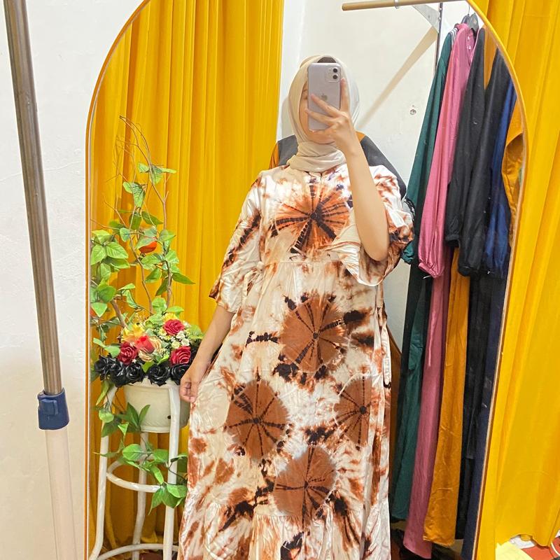 [ BEST SELLER NEW MOTIF ] DRESS CIBI LENGAN 3/4 BAHAN  RAYON TEBAL TERBARU / DRESS WANITA  MOTIF JUMPUTAN TERBARU TERLARIS - UKURAN STANDAR & JUMBO LD 110 & 120 PB 130 4