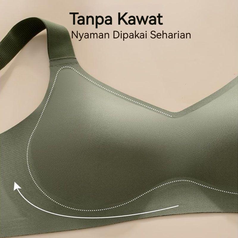 2pcs Bra Bigsize Tali Bra Lebar Bergesper Pakaian Dalam Push Up Bra Wanita Sport Tanpa Kawat Busa Bh F-3XL 06