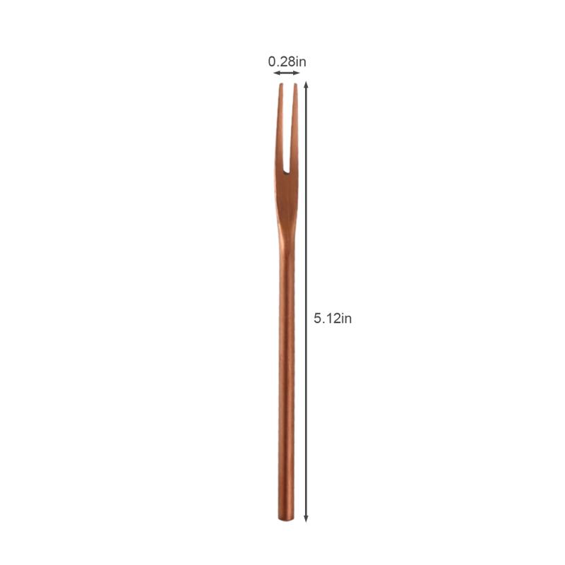 Product Introduction of 304 stainless steel sanding solid fruit fork long handle round handle moon cake dessert cake 2 tooth fruit stick 6