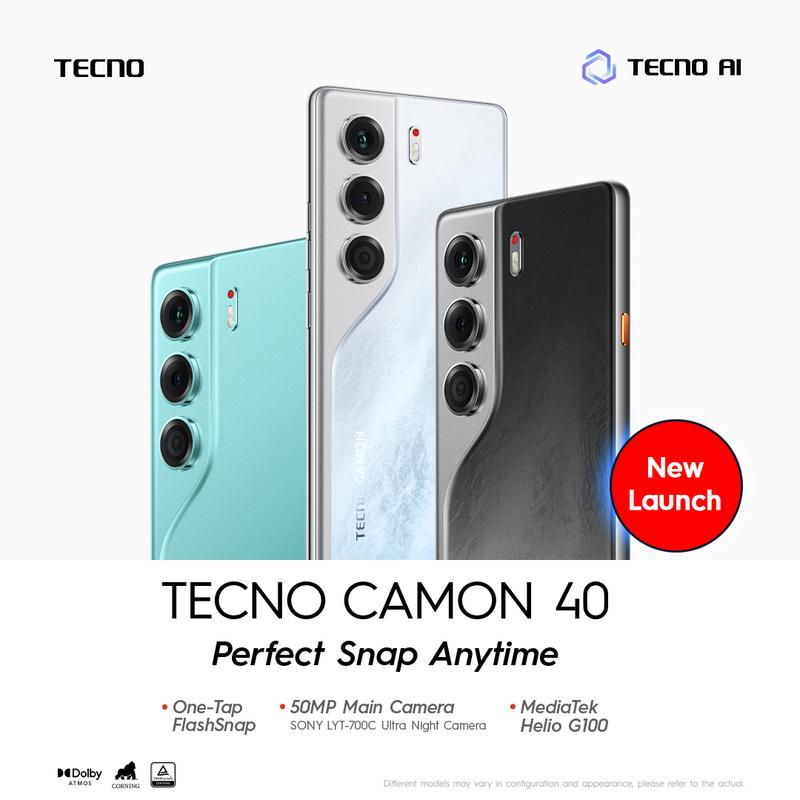 [FlashSnap] TECNO CAMON 40 - 8+8GB*/256GB, 50MP Sony + 8MP Ultra Wide Camera, 32MP Front Camera, 120Hz AMOLED, IP66, 5200mAh+45W, Garansi 12+1 Bulan 3