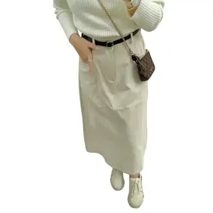Madona  Span Katun Drill Cargo Skirt Kantong Samping Bawahan Wanita Panjang Casual Cewek rok kantong samping