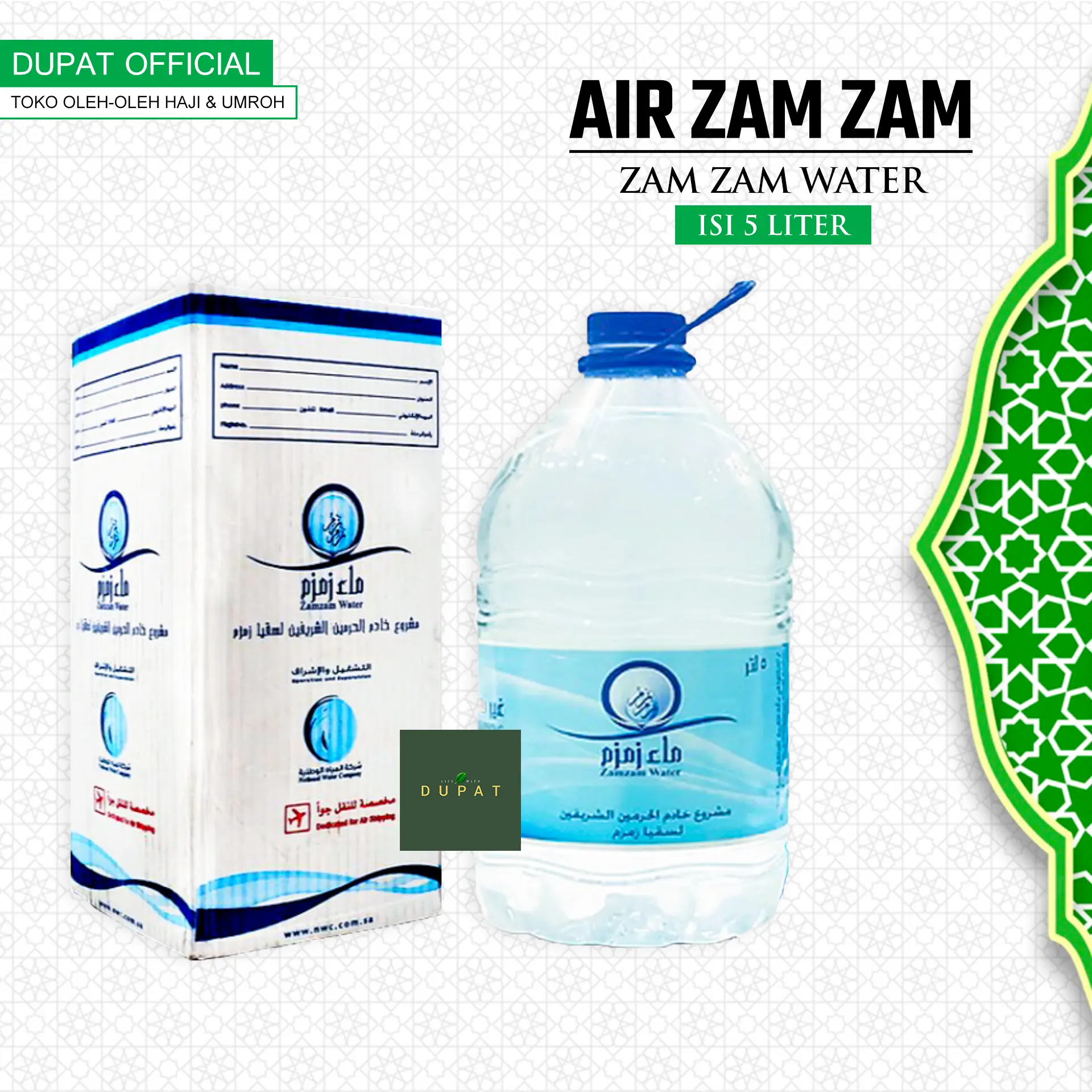 Air Zam Zam Galon 5 Liter Asli Original