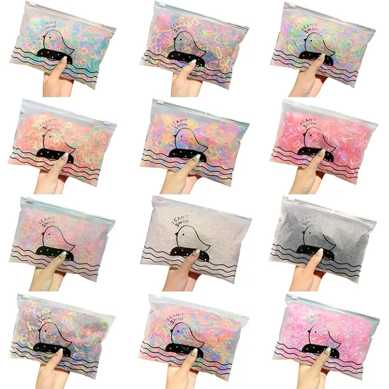 1000 Pcs/Pack Girls Disposable Rubber Band Hair Rope Headdress Head Rope Female Student Cute Hair Ring Tie Head Rubber Band