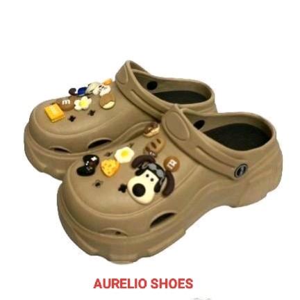 [AURELIO] - Sandal Lebaran 2024 Model baru Jibbitz Dog Variasi Donat Tinggi 7 Cm Karet limitless sandal Wanita 3
