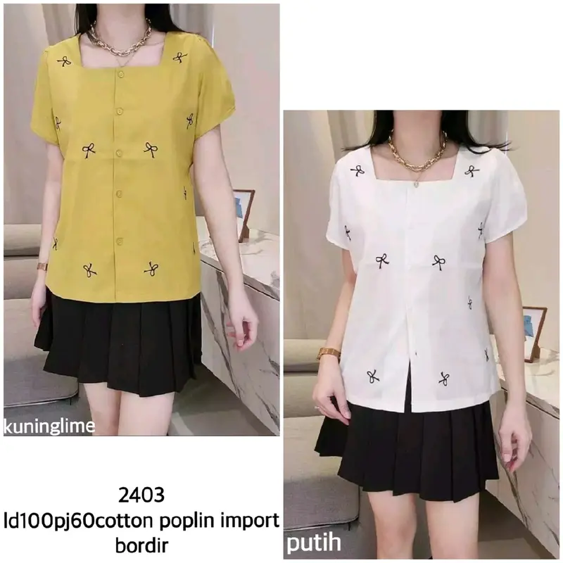 MC 2403 ATASAN LEHER KOTAK MOTIF PITA KANCING BAHAN COTTON POPLIN PREMIUM 1