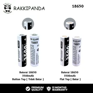 RakkiPanda Baterai Cas 18650 Flat Top & Button Top 3500mAh