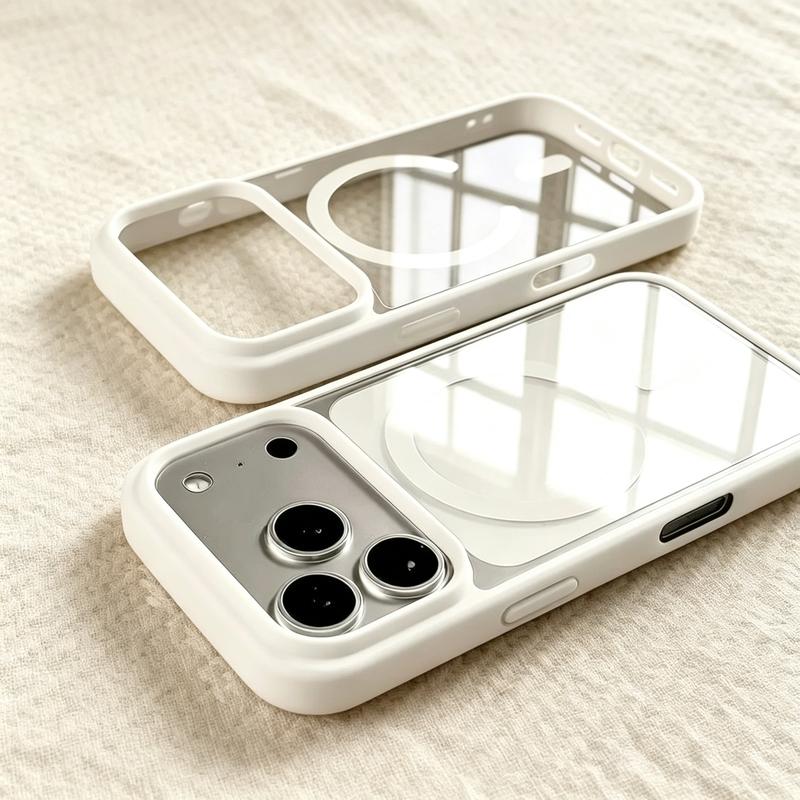 Vỏ trong suốt đơn giản cửa sổ trái tim phong cách Hàn, phù hợp với iPhone 18 17 16 15 14Pro, ốp lưng điện thoại
