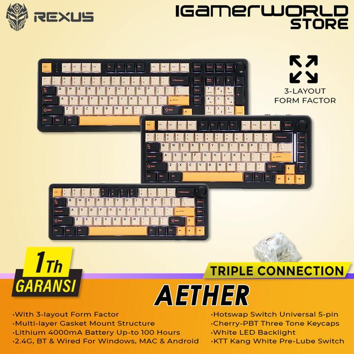 Jual Rexus AETHER A65 A75 A98 Mechanical Keyboard Wireless Bluetooth 2 ...