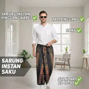 Sarung instan dewasa Model Saku dan Tali pinggang  Batik Printing motif terbaru Sarung batik pekalongan bahan halus adem sarung praktis sarung traveling portable sarung cowok Muslim Nyaman Santri Pria