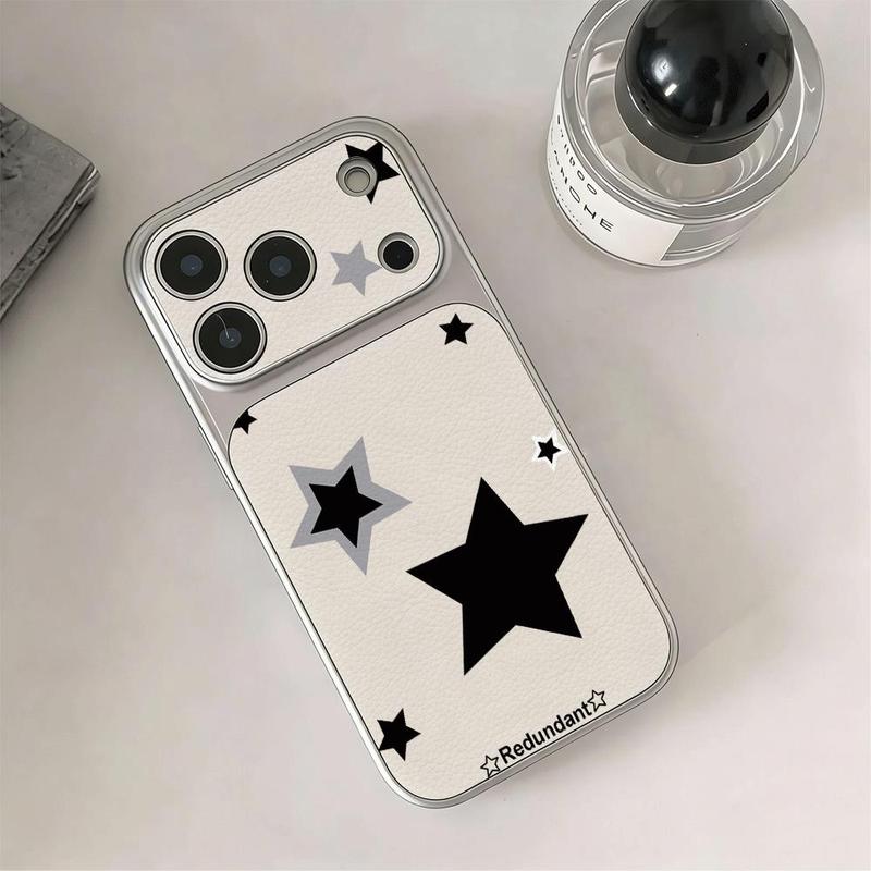 Ngôi sao đen trắng đầy in phù hợp với ốp lưng iPhone17/16/15 iPhone14/13/12pro dễ thương xr chống sốc mới nhất iPhone17pro