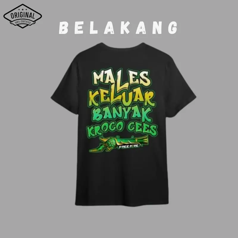 ZULMY - Kaos FF Males Keluar Banyak Kroco Cees Versi SG Emerald Terompet - Tshirt Anak Unisex - Kaos Katun Combed Viral 2