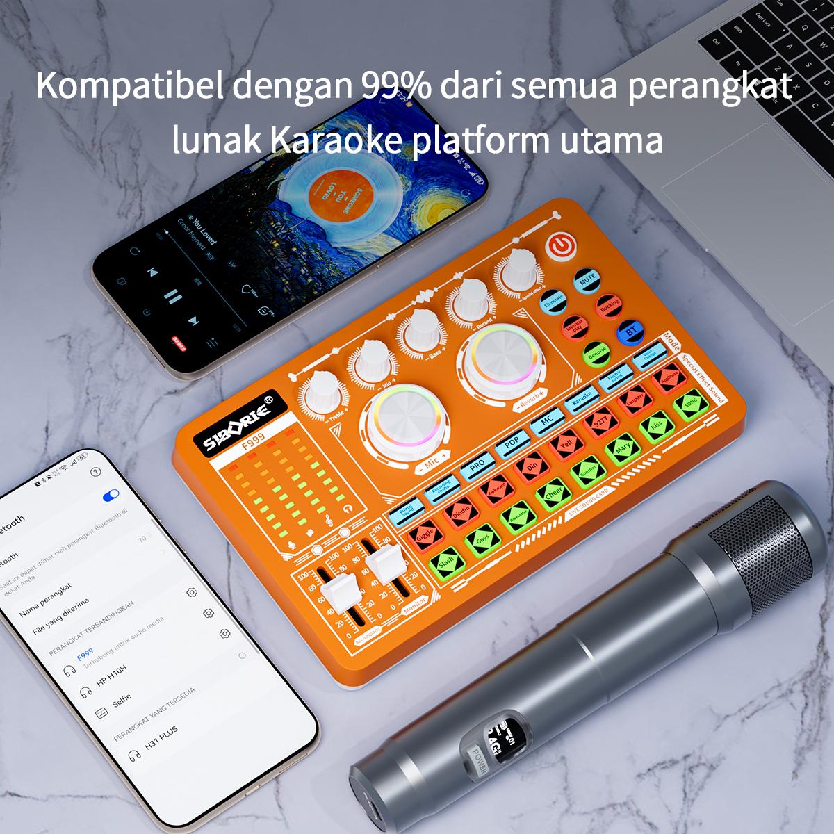 Siborie F999 Fashion Soundcard+BM800PRO Mic+OTG-2IN1+Ring Light Paket Lengkap Full Set 100% Original Mendukung COD