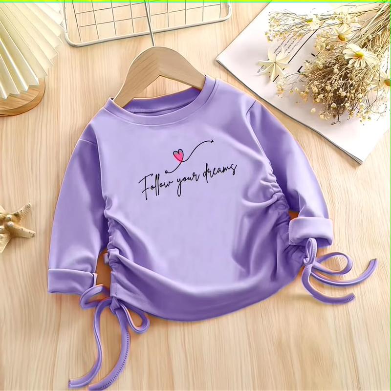 Kaos Anak Crop Usia 1 2 3 4 5 6 7 8 9 10 11 12 Tahun crop tangan panjang tali serut follow your dream 1
