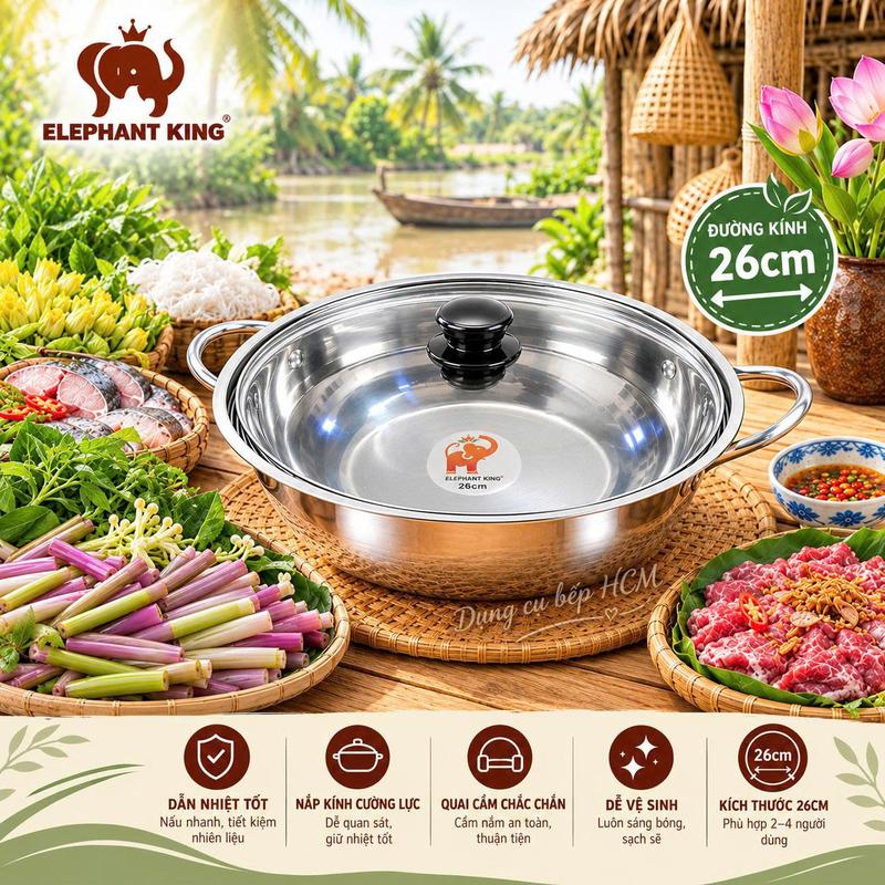 Nồi lẩu inox 26cm có nắp kính cao cấp NL26 - Gia dụng bếp (8)
