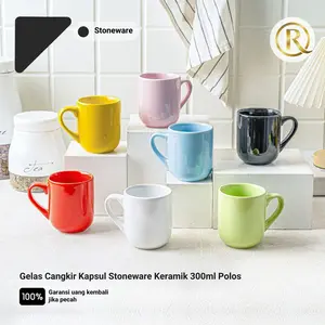Gelas Cangkir Kapsul Stoneware Keramik 300ml Polos
