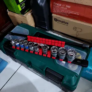 Socket Holder 1/2"/ 1/4"/ 3/8" Socket Rail Tempat Kunci Sok Sock Holder Tools Plastic Rail Tempat Tools Gantungan Socket