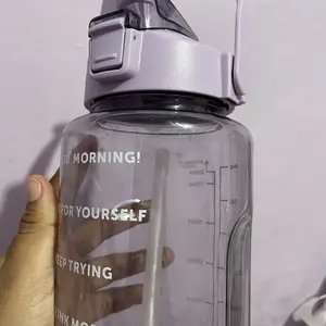 LIVIRO Botol Minum Motivasi 2 Liter Bening Botol Air Olahraga Diet  Jumbo Besar Anti Bocor BPA FREE Gratis Stiker Premium Quality