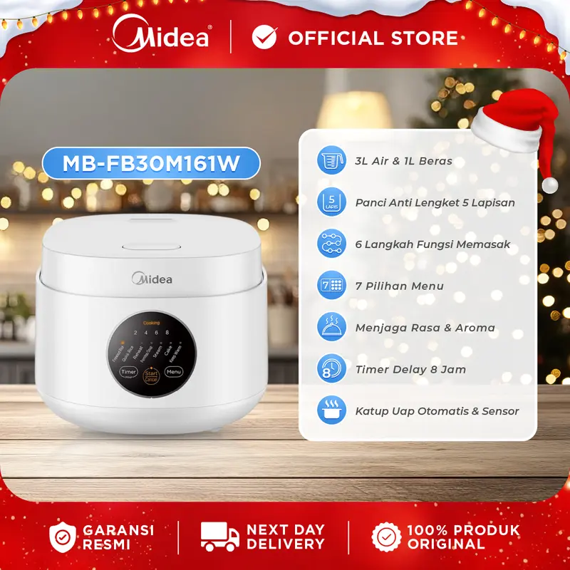 Midea Digital Rice Cooker - MB-FB30M161W 1L Beras - 5 Layer and 7 Preset Menu - Penanak Nasi Multifungsi Panci anti lengket dan anti gores-Cocok untuk 1-3 orang -FREE ONGKIR JABODETABEK 0