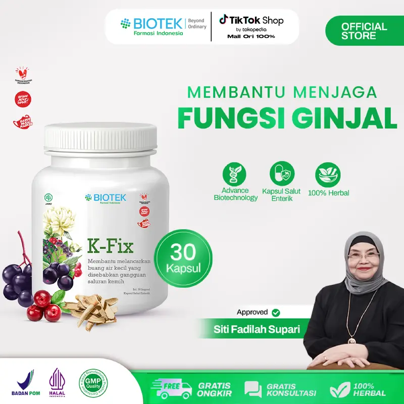 Biotek Farmasi - K-FIX - Suplemen kesehatan Ginjal - Urin Berbusa - Peningkat Fungsi Ginjal dan Stamina