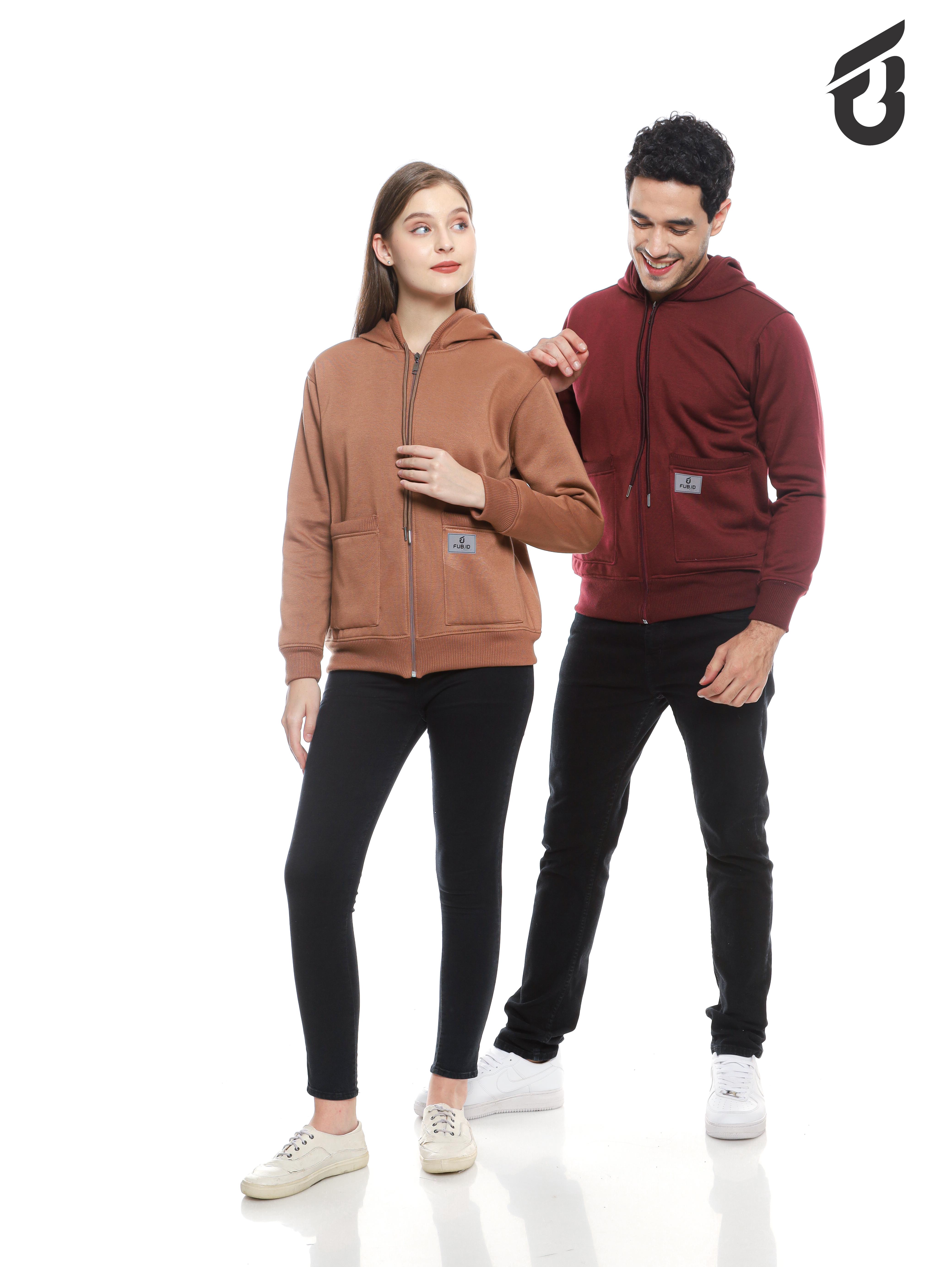 FUB V3 Jaket Zipper Fleece Korean Style Premium High Quality Unisex Bahan Fleece Nyaman Gaya Korea Cocok Untuk Pria Dan Wanita