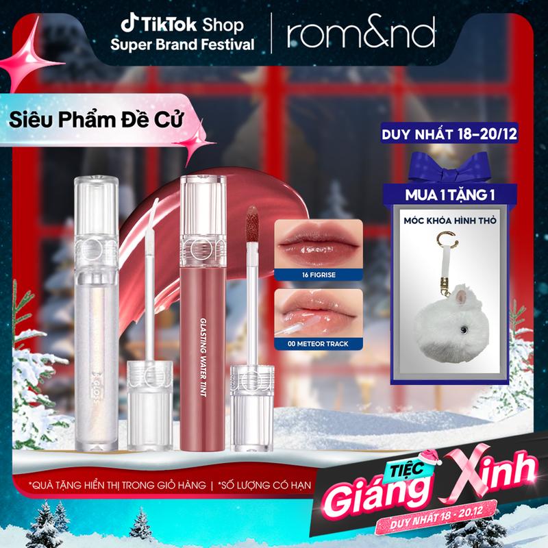   Rom&nd  Combo Son Tint Lì Trang Điểm Romand Glasting Water Tint 4g + Son Bóng Romand Glasting Water Gloss 4.5g Cosmetic Son Môi figriseromand 