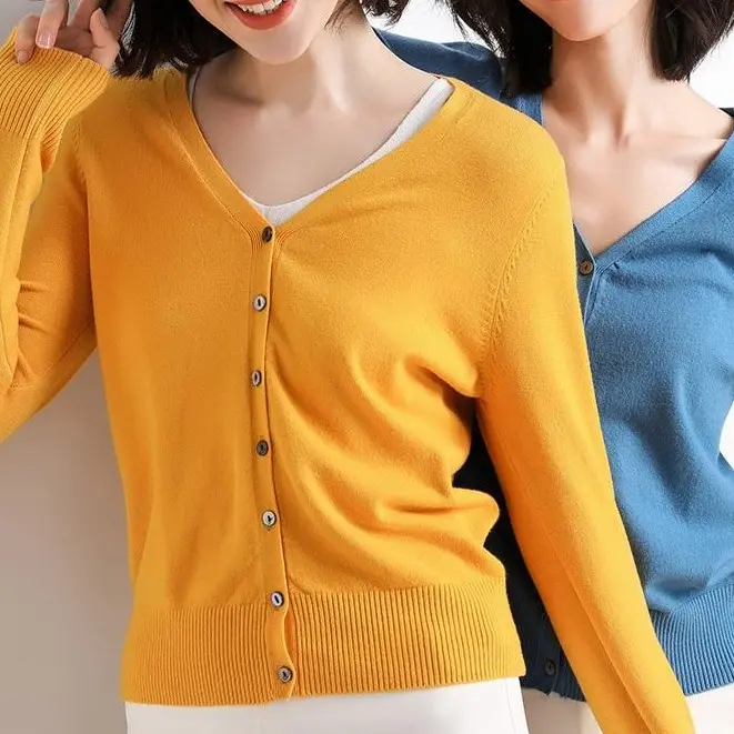 cardigan knit wanita lengan panjang V-neck bahan premium  D02 6