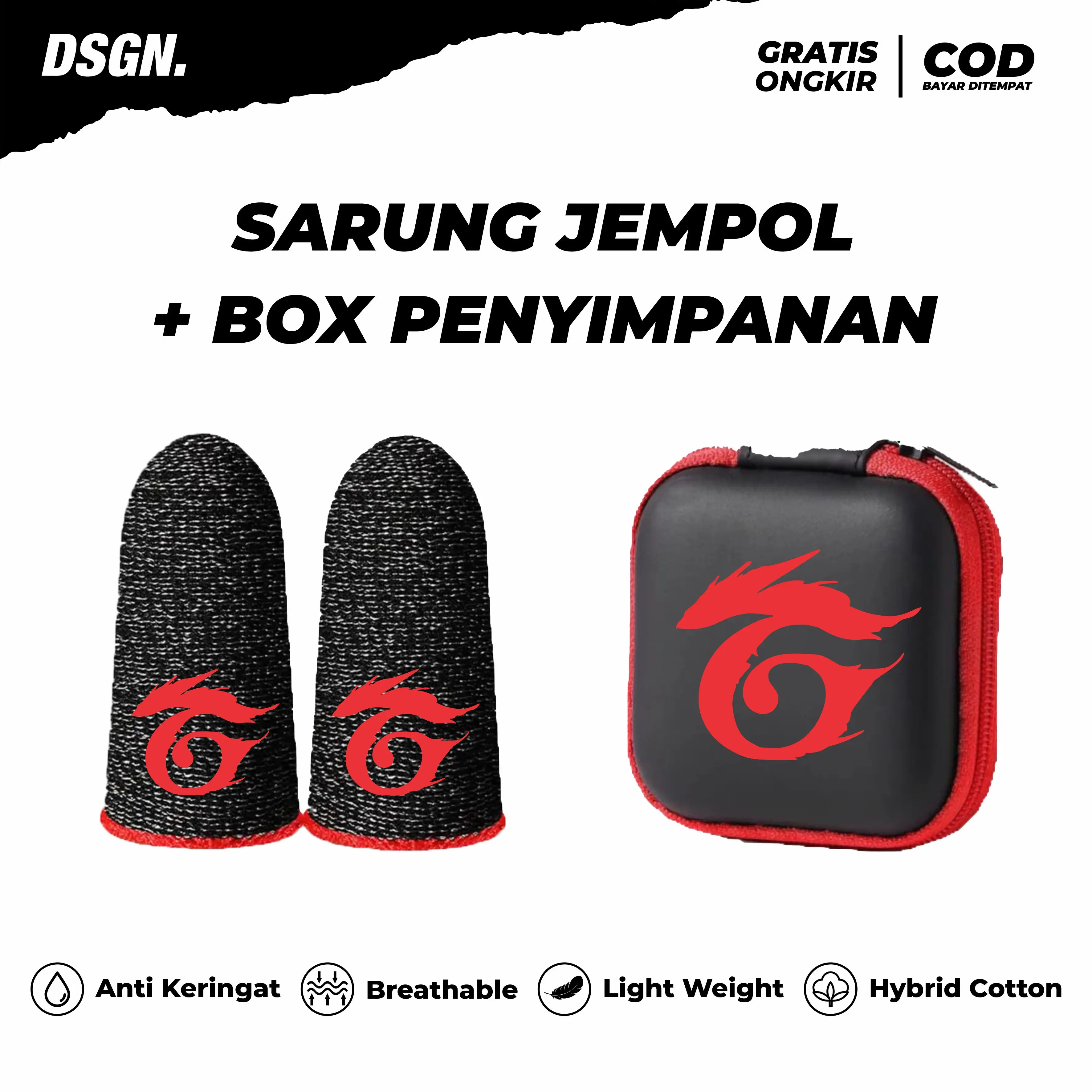 SARUNG JEMPOL FF GARENA ANTI BASAH MURAH + BOX POUCH PREMIUM Accessories Game Controller