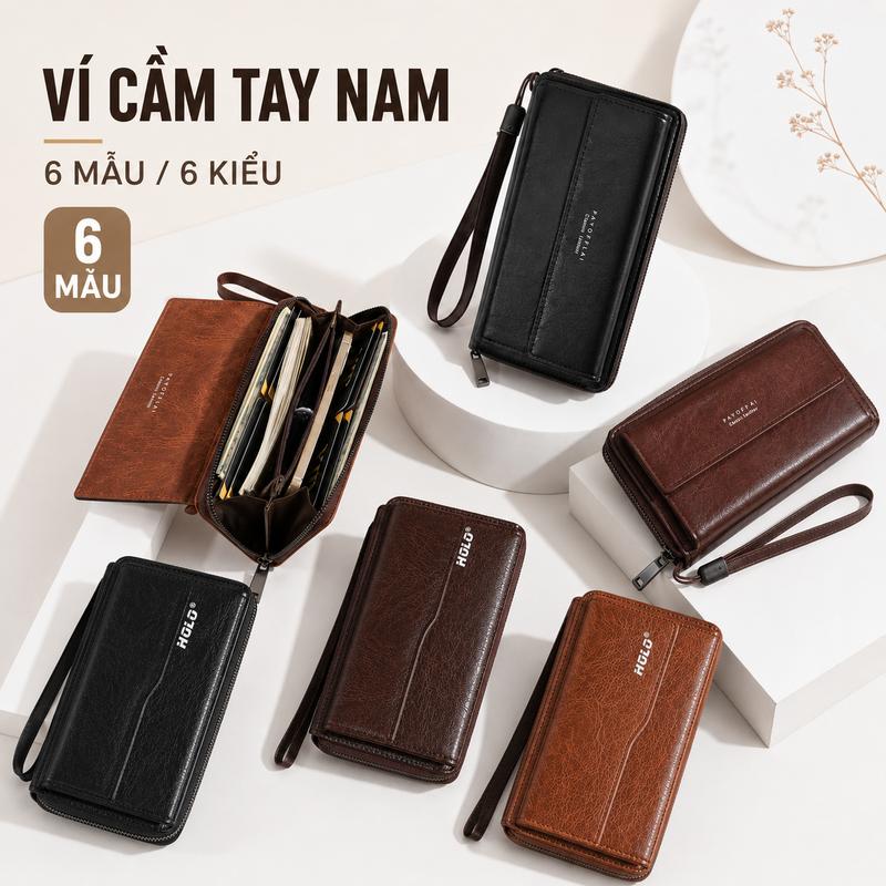 Ví Cầm Tay Nam Nữ Da PU Cao Cấp, Ví Dài Đựng Điện Thoại, Nhiều Ngăn Đựng Thẻ,…