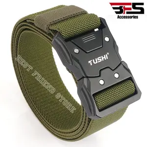 B.F.S Ikat Pinggang Pria Nylon Fast Unlock Canvas Sabuk Tactical Gesper Besi Kanvas Original Import Sabuk Taktis Militer Sabuk Olahraga Gesper Magnetik Best Friend Store