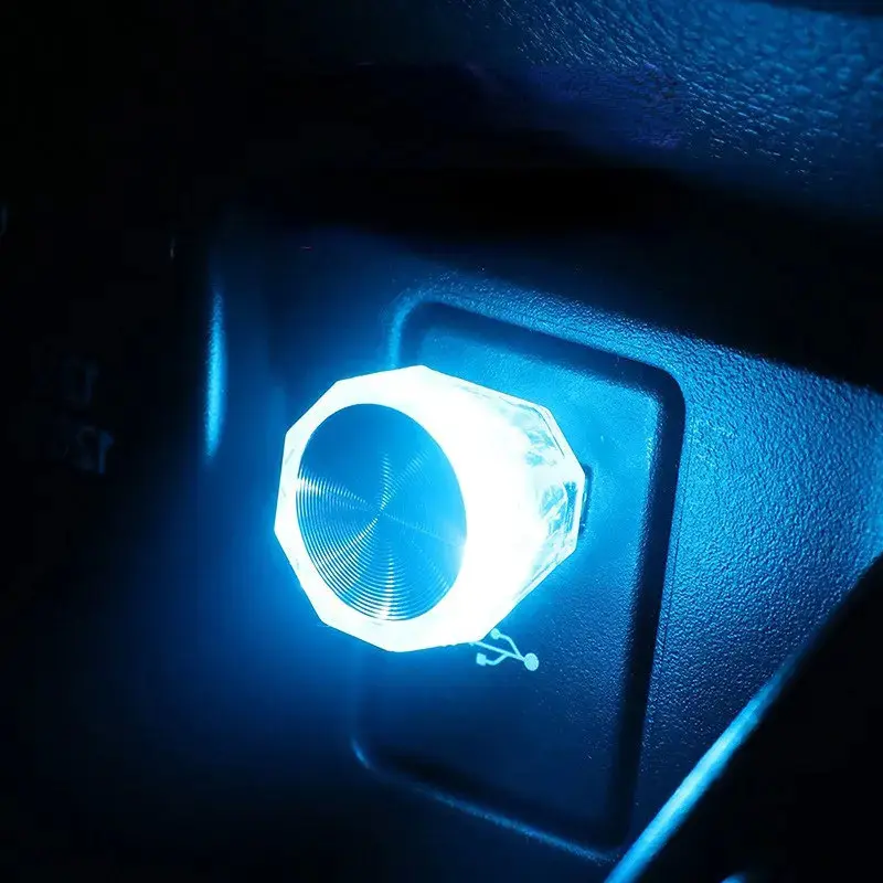 Lampu LED suasana USB untuk kereta, Lampu malam berwarna-warni mini, tanpa pendawaian, aksesori lampu dalaman kereta, bekalan Automotive Car