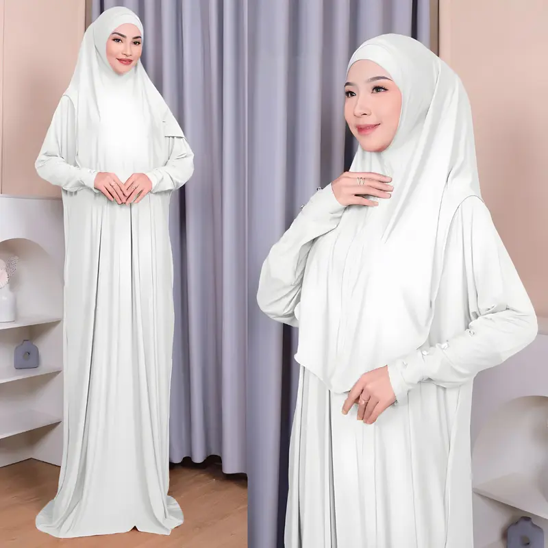 Gamis set hijab jersey elegan simple abaya terbaru 2025 4