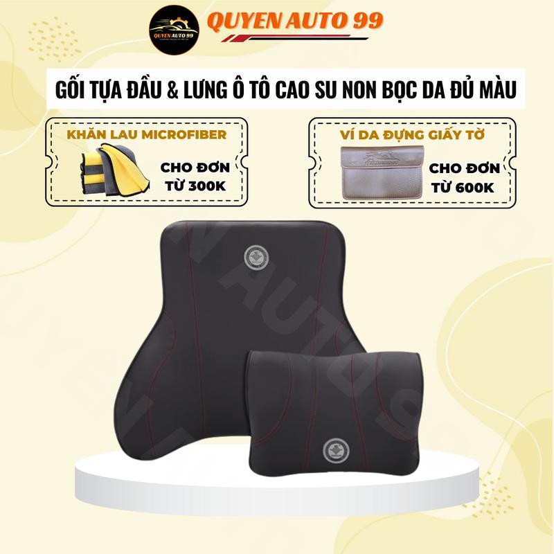 [LIVE] Gối tựa đầu và tựa lưng CAO SU NON nguyên khối BỌC DA cao cấp, sang trọng công thái học êm ái dễ chịu cho ô tô