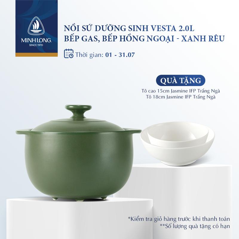 Nồi Sứ Dưỡng Sinh Minh Long Healthy Cook Vesta 2.0 - Dùng Cho Bếp Gas, Bếp Hồng Ngoại